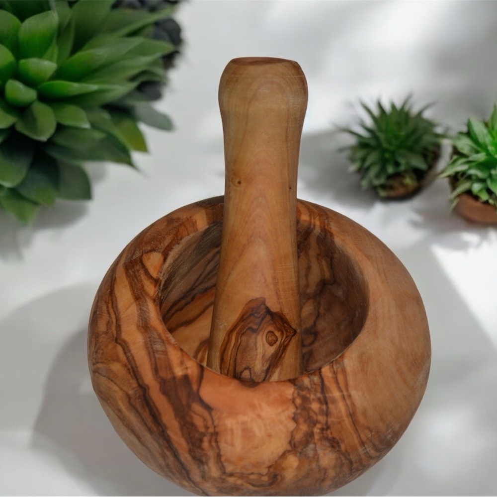 Mortar All-natural olive wood - Approx. 12 cm